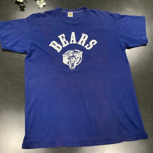 Vintage Russell Athletic T Shirt Jersey Bears #53 70’s 80’s Royal Blue Ringer - Picture 10 of 16